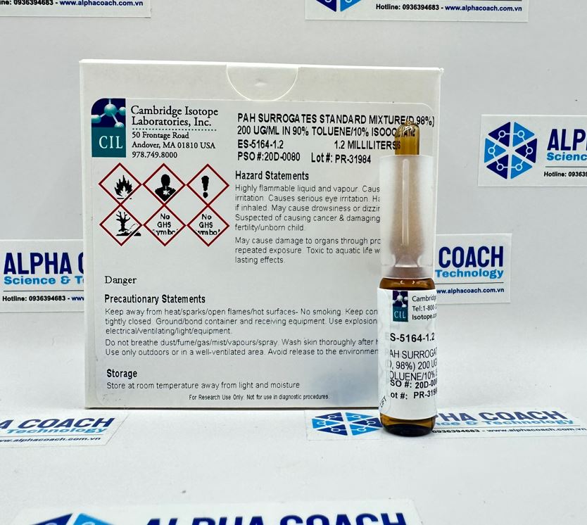 Dung dịch chuẩn PAH SURROGATES STANDARD MIXTURE (D, 98%) 200 UG/ML IN 90% TOLUENE/10% ISOOCTANE, hãng CIL - USA